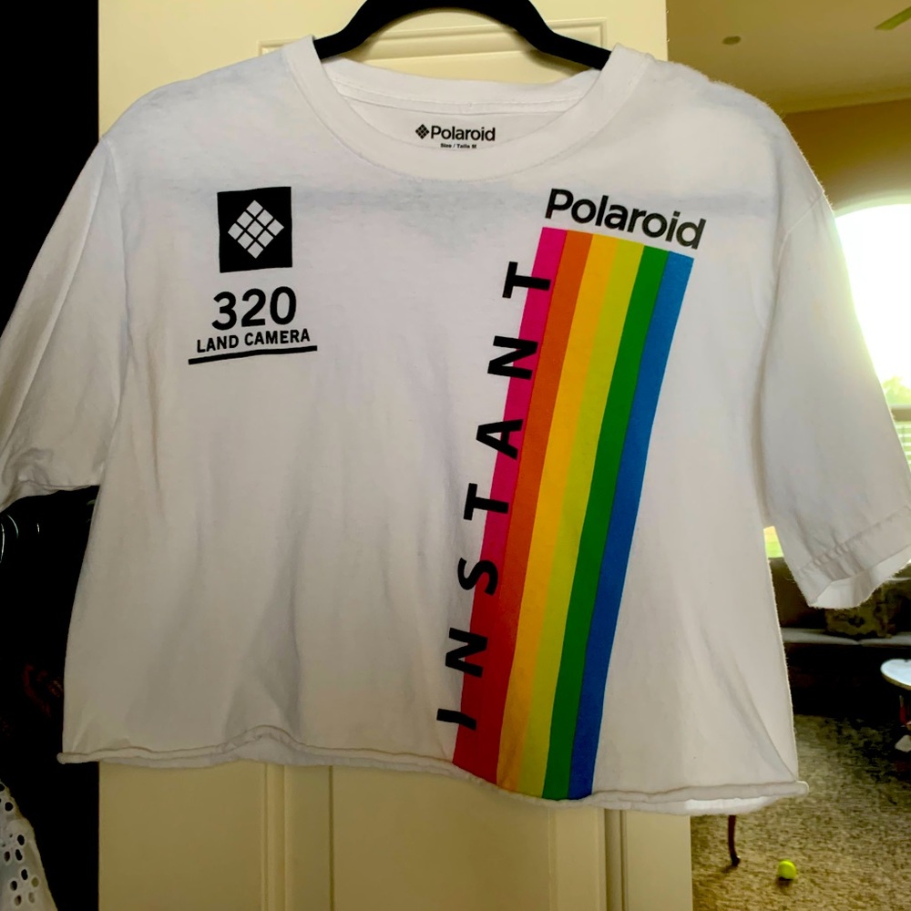 Polaroid Rainbow&White Crop Top : Smoke Free